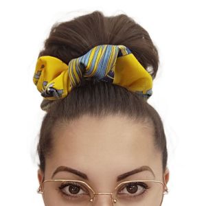 Скрънчи -ластик за коса от сатен Yellow summer