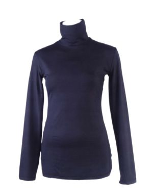 Women's blouse with a high polo collar made of micromodal in black Easy wear